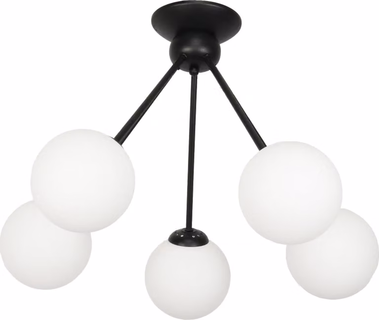 Lampada da soffitto con paralume nero e sfere di vetro LINDOS 14-850