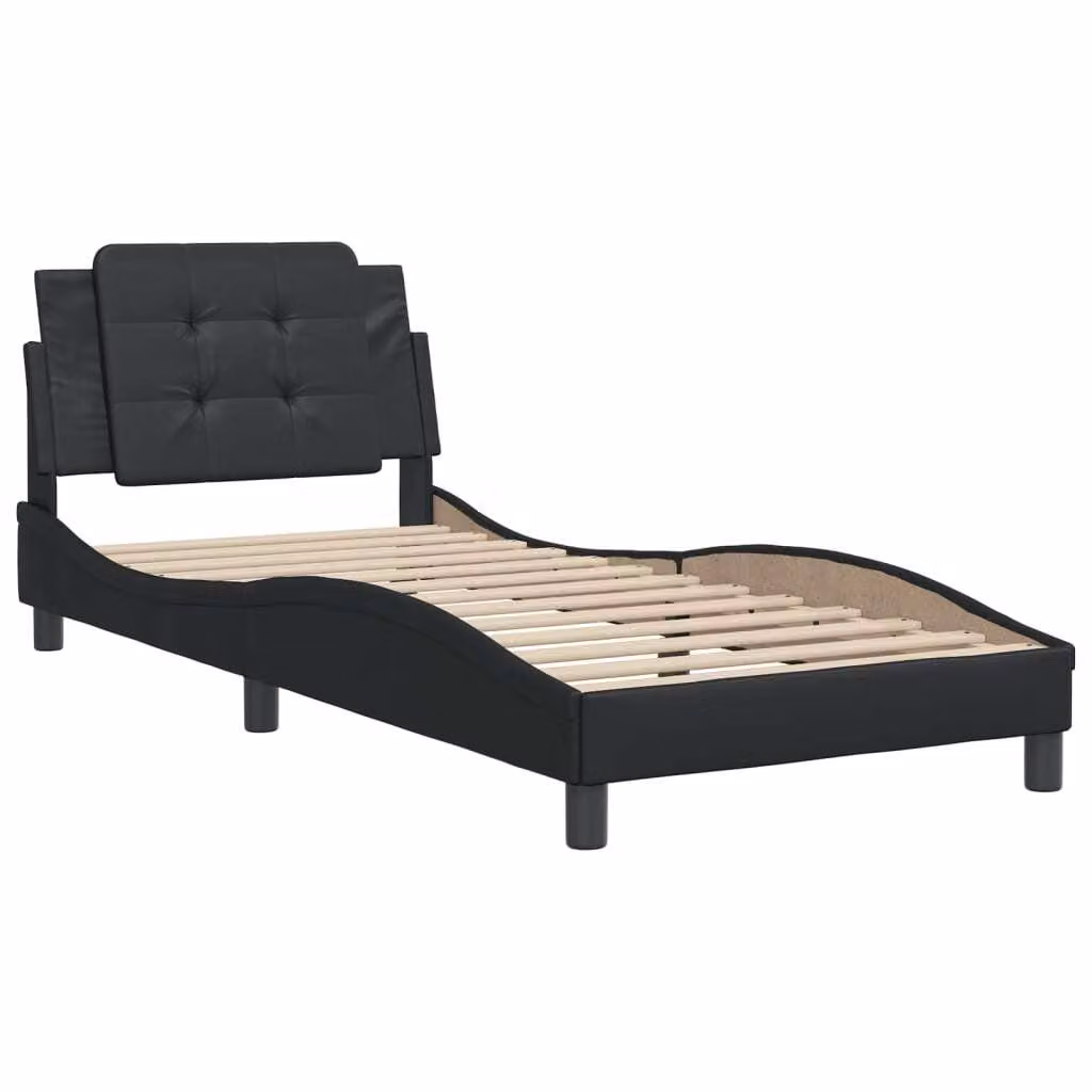 Giroletto senza Materasso Zadar Nero 90x200 cm in Pelle finta