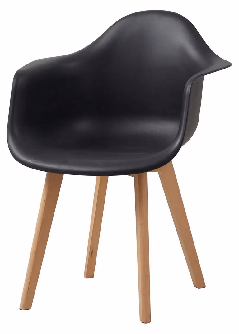 Sedia da pranzo - Set da 2 - Con braccioli - Stile minimalista moderno - Plastica - Per cucina e sala da pranzo - Nero