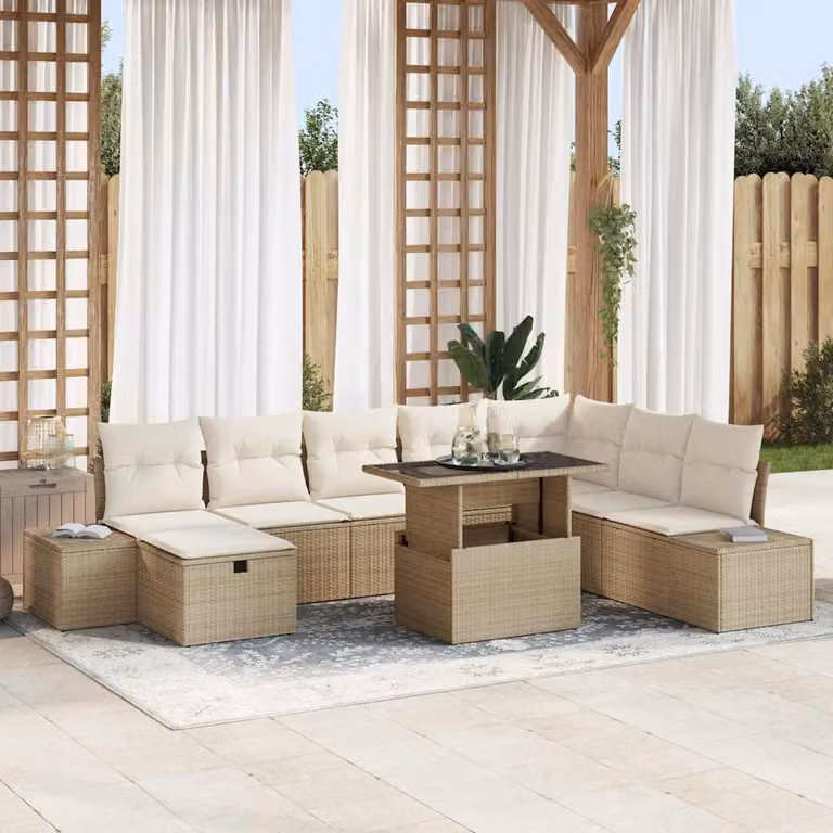 Maison Exclusive - Set da giardino composto da 11 pezzi, in rattan sintetico