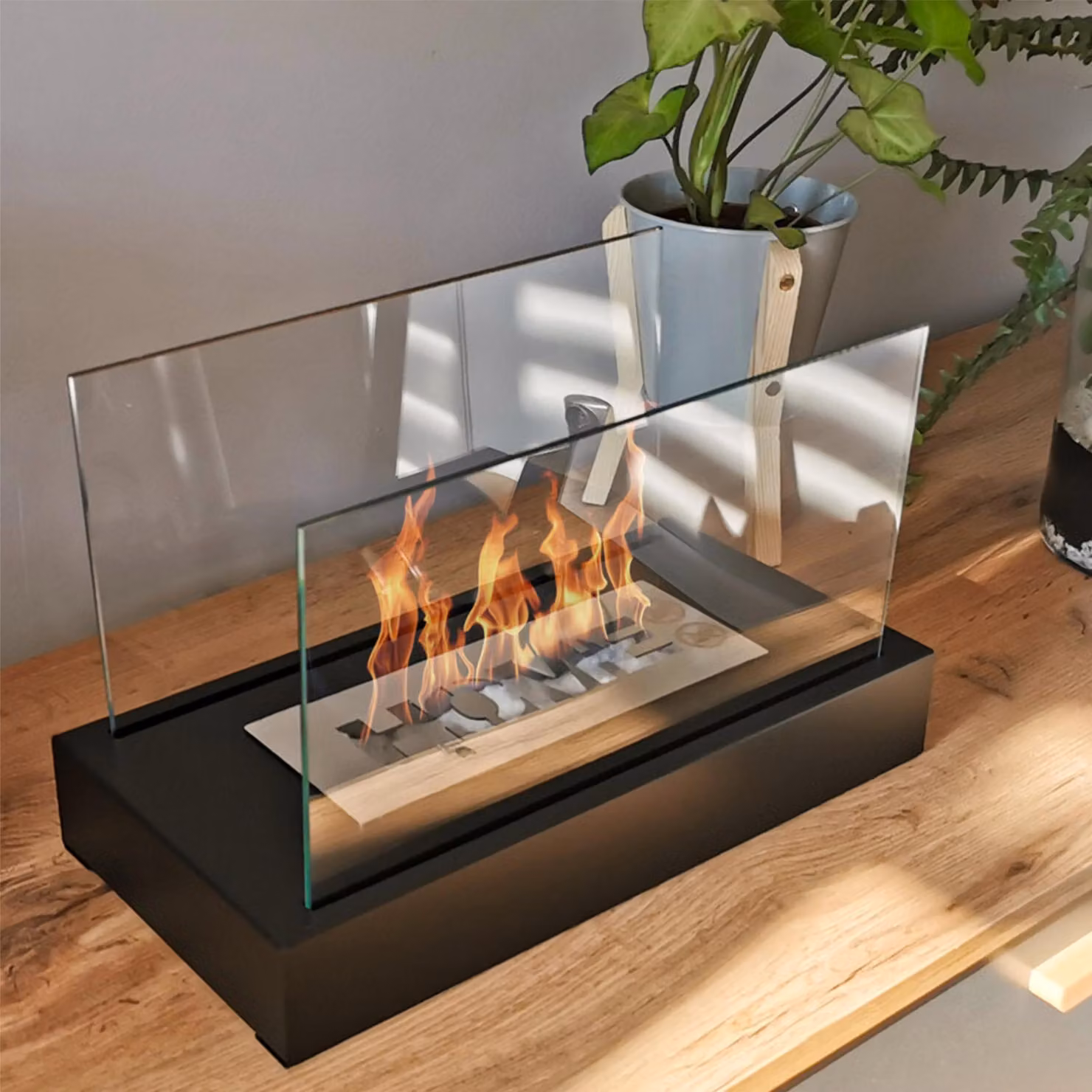 BIOKAMIN caminetto a bioetanolo a libera installazione 36 x 22 x 18 cm HOME | compatto e moderno per decorare il soggiorno con stile | casa, giardino (nero)