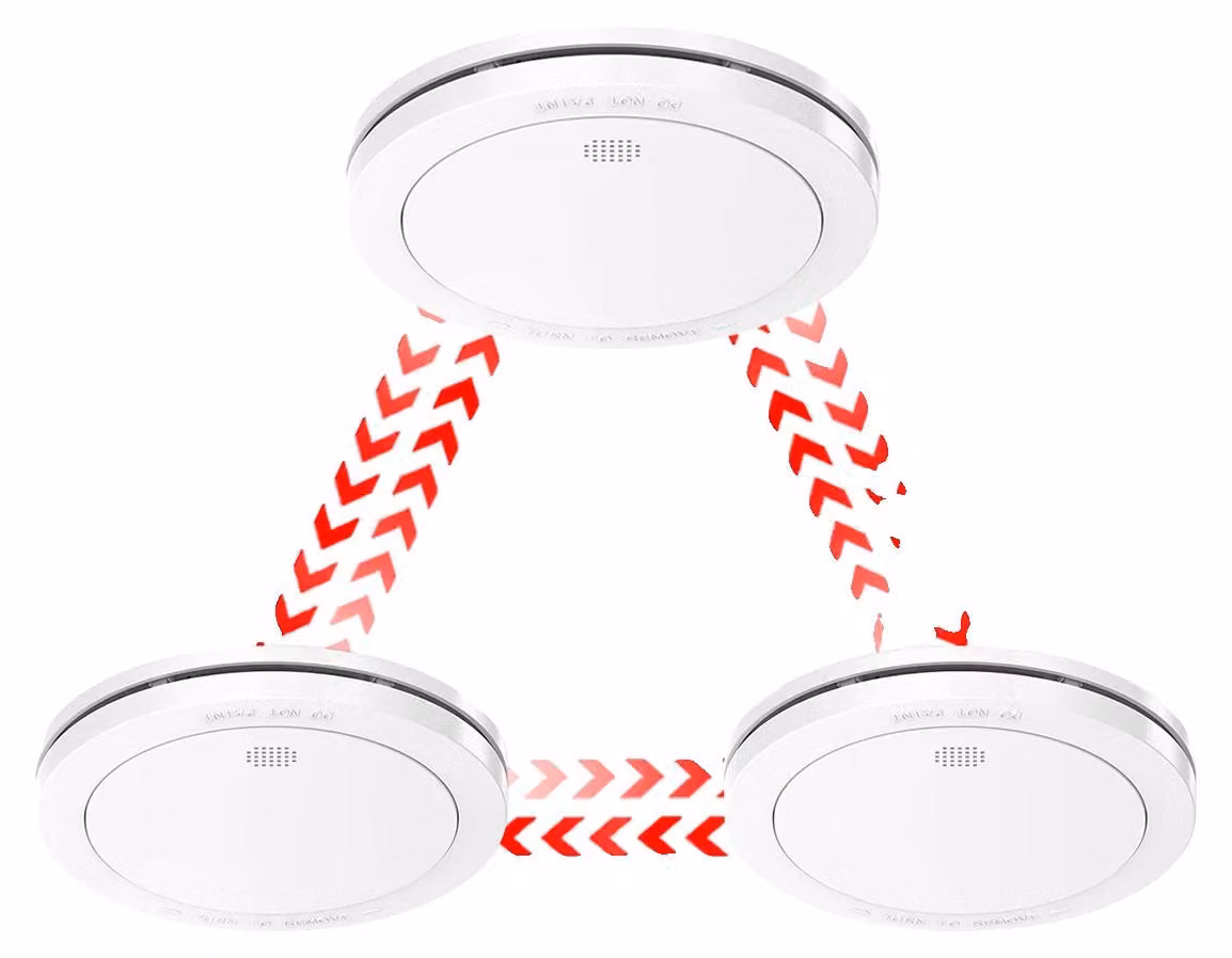 Rilevatore di fumo, batteria a lunga durata (10 anni), connettività wireless, colore blu intenso