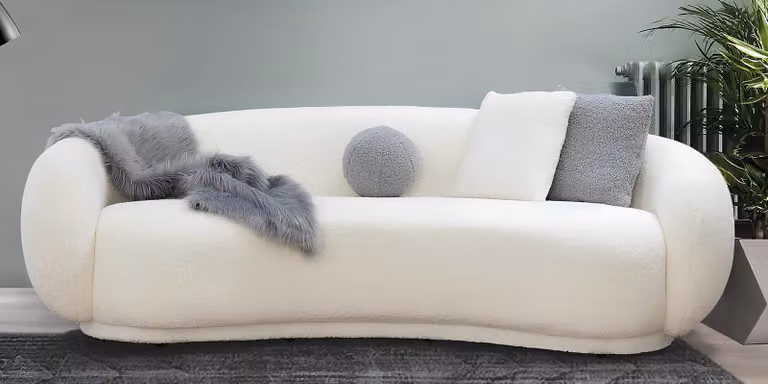 Weiße Polstercouch Designer Wohnzimmer 3-Sitzer Textilsofas 3-er
