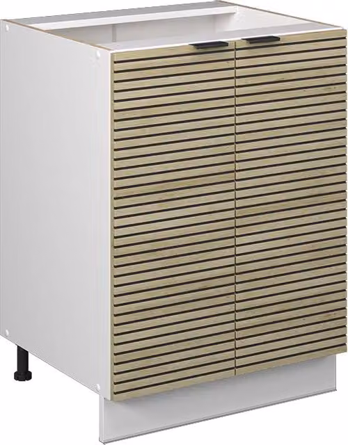 Mobiletto base cucina Vicco Fame-Line in pannello quercia e bianco, larghezza: 60 cm – 1