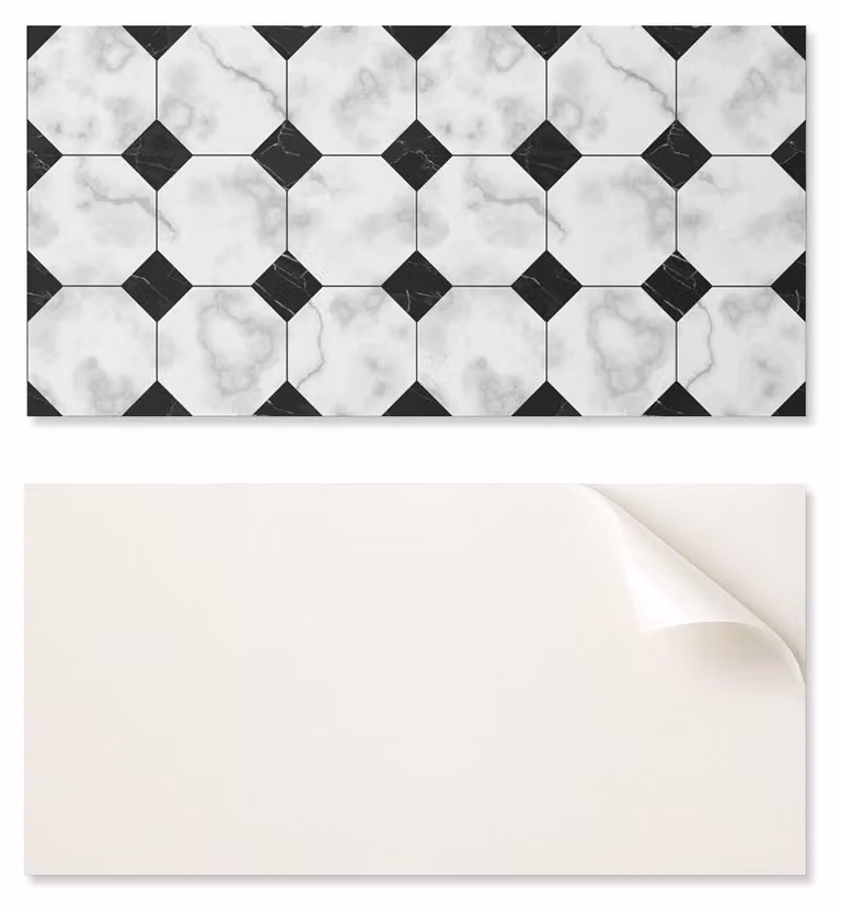 Piastrella in vinile pronta per il montaggio, con decorazione stampata, dimensioni 120 x 60 cm, motivo geometrico a piastrelle