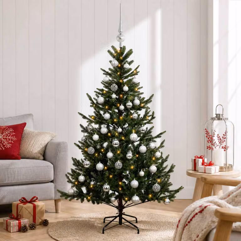 vidaXL Albero di Natale artificiale con palline 150 cm 150 LED