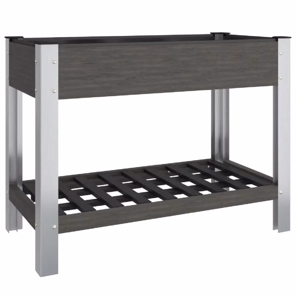Fioriera Rialzata con Ripiano per Giardino e Balcone vidaXL Grigia L: 100 cm, P: 50 cm, H: 75 cm – 2