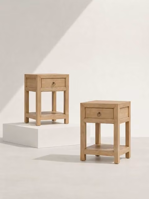 Rustic set da 2 comodini in legno naturale 1 cassetto 40 - Kenay Home