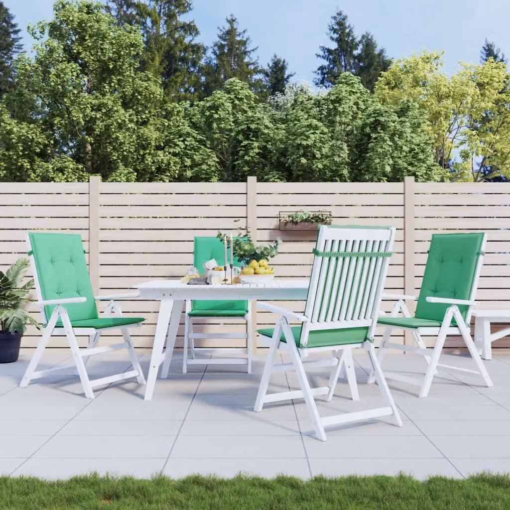 Set di 4 cuscini per sedie vidaXL in tessuto impermeabile e resistente ai raggi UV, colore grigio o verde, L 120 cm x P 50 cm x H 3 cm