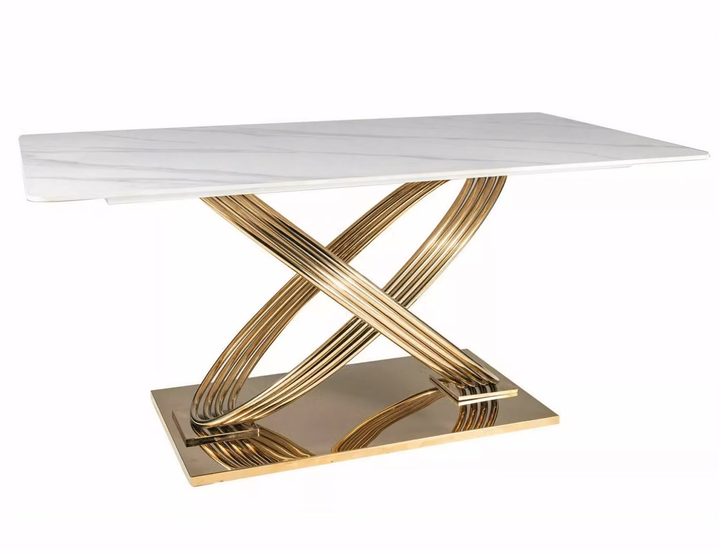 Tavolo da pranzo di design NABIL - bianco / oro