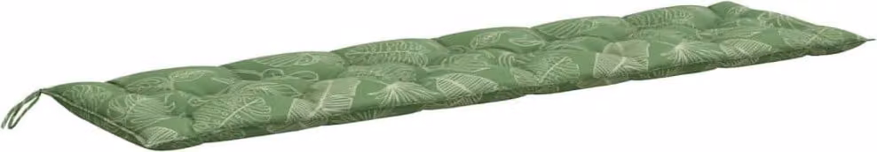 Cuscino Panca da Giardino Motivo a Foglie 200x50x7 cm Tessuto