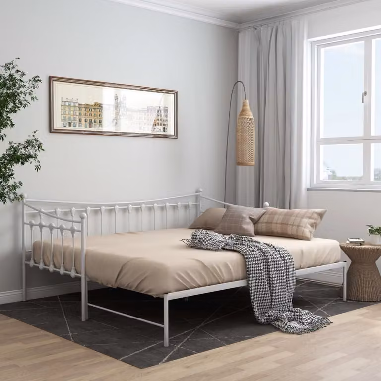 The Living Store Divano letto allungabile in metallo bianco 90x200 cm