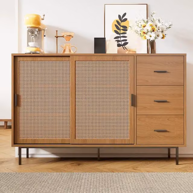 Credenza con 2 Ante Scorrevoli e 3 Cassetti ¨C MINIMAL ¨C 140x91x37 cm