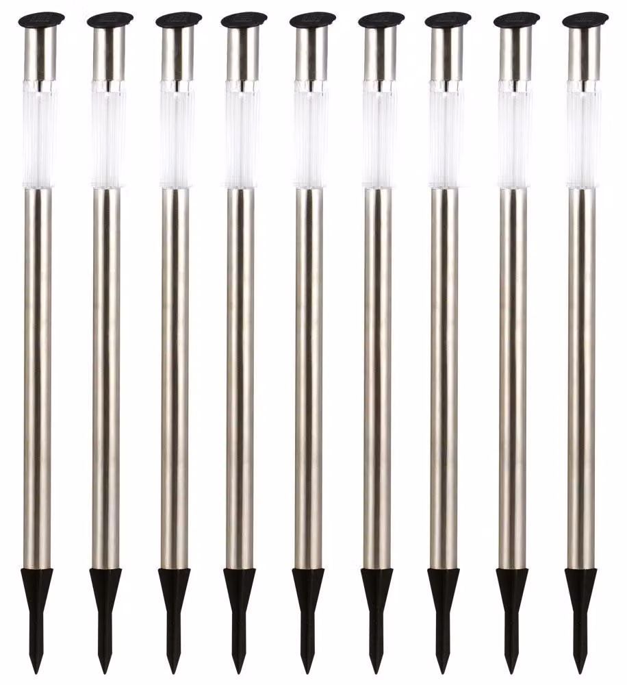 Set da 9 lampade solari a LED in acciaio inossidabile
