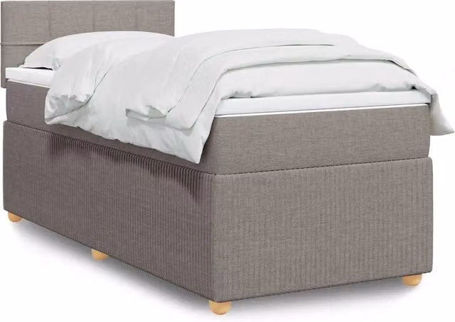 Letto Ibrido vidaXL con Giroletto a Molle e Materasso in Tessuto, Colore Tortora/Grigio/Beige, L/P/H: 90 x 190 cm