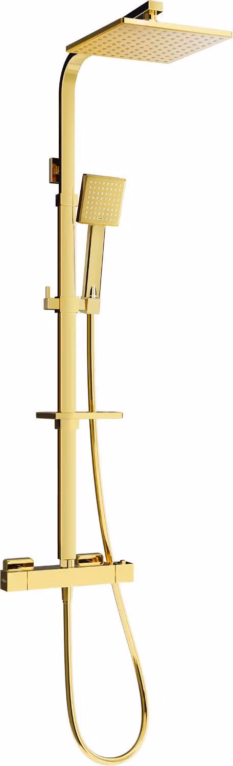 Mexen CQ45 set doccia montato esternamente con soffione e batteria termostatica, oro - 772504595-50