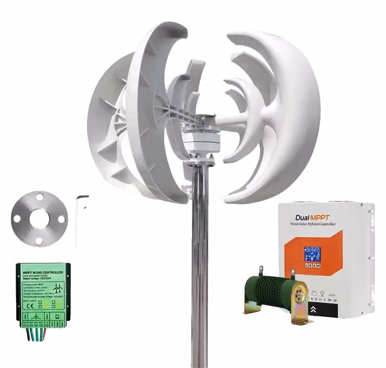 Generatore eolico, design ad asse verticale, fonte di energia rinnovabile, con tecnologia Dual-MPPT, 3000W, 24V