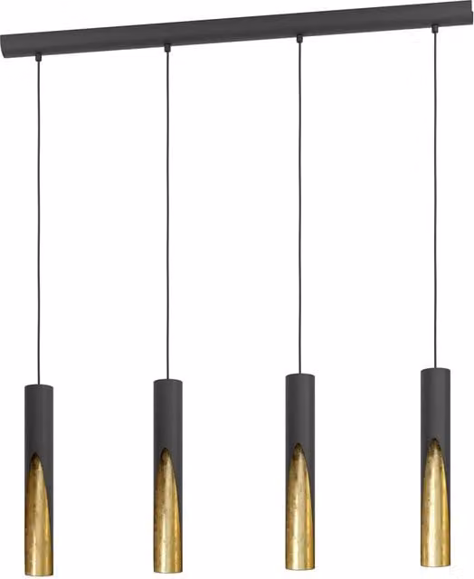 Lampadario a sospensione moderno Eglo Barbotto in metallo nero e oro con 4 luci GU10