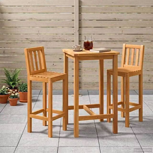 Set Bar da Esterno 3 pz Non trattato Legno di teak solido 3422497