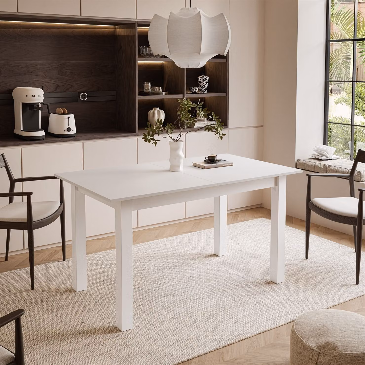 ARTON Tavolo allungabile 140 cm Bianco, colore delle gambe - Bianco