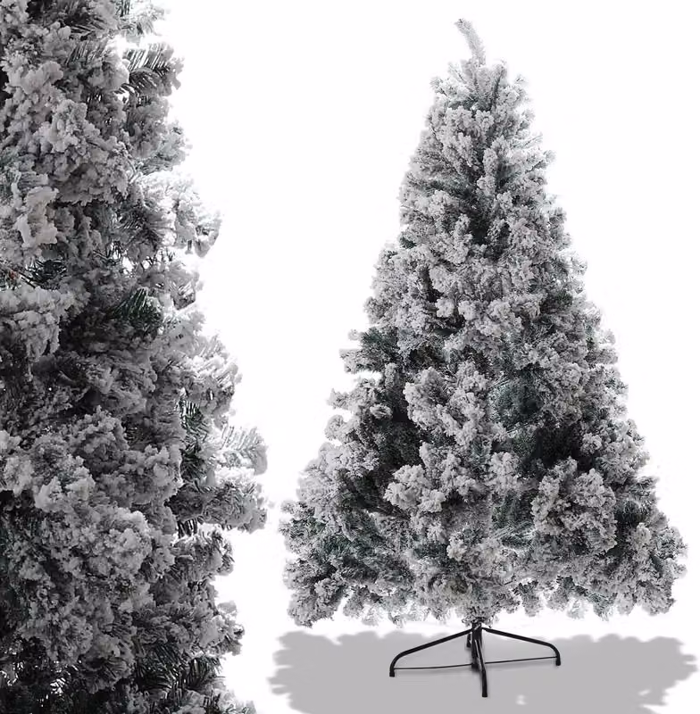 Jopassy albero di Natale abete con supporto in metallo per decorazione natalizia con neve, albero di Natale 340 punte aghi in PVC, verde, 120cm
