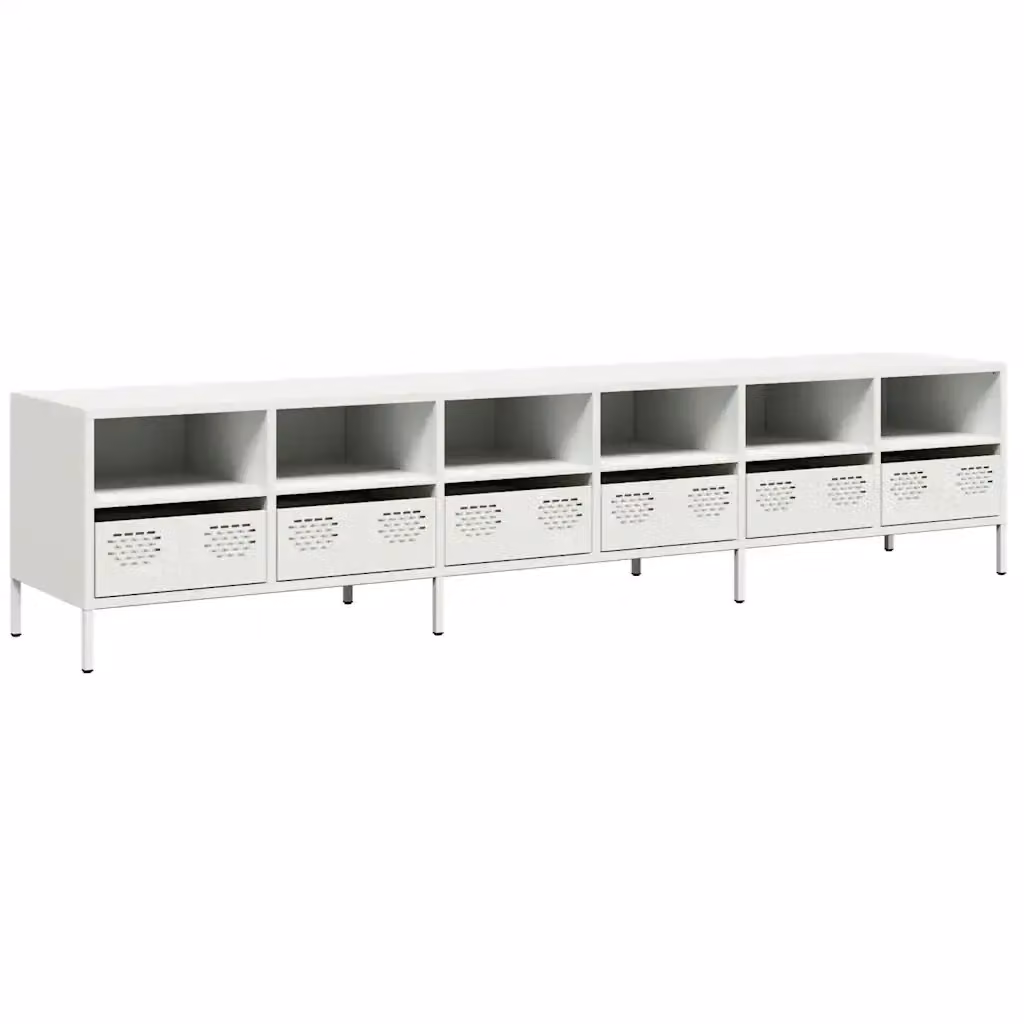 Mobile TV moderno vidaXL in metallo bianco opaco L: 202 cm, P: 39 cm, H: 43,5 cm – 2