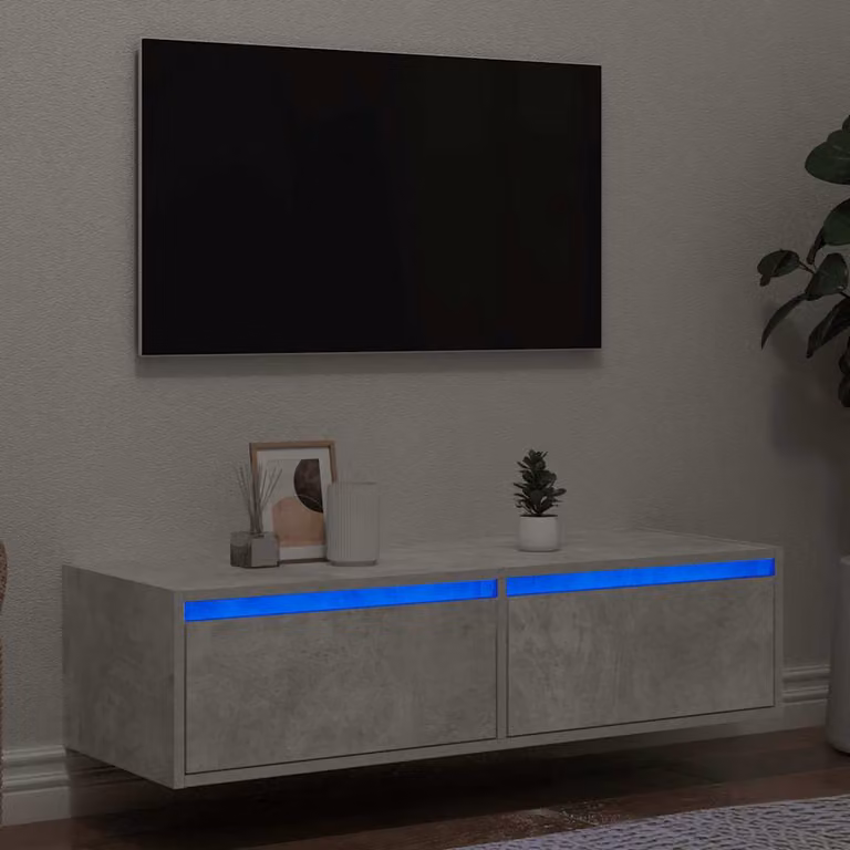 vidaXL Mobile Porta TV Moderno con Luci LED Integrate Grigio Cemento, L 100 cm x P 35,5 cm x H 25 cm