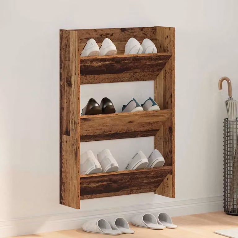 Scarpiera moderna vidaXL in legno marrone con ripiani piatti L/P/H: 60 x 18 x 90 cm