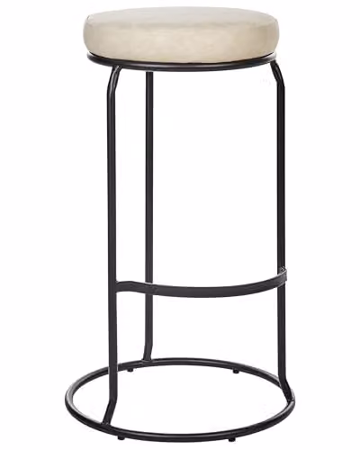 Beliani Set di 2 sedie da bar in ecopelle beige chiaro con gambe in acciaio senza braccioli