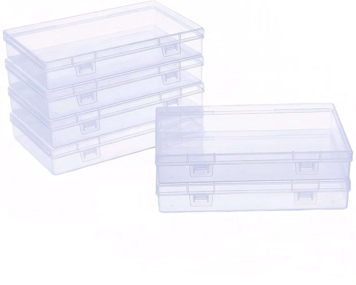 Contenitori trasparenti con coperchio, confezione da 6, dimensioni 18x11x3 cm, ideali per progetti fai-da-te e hobby