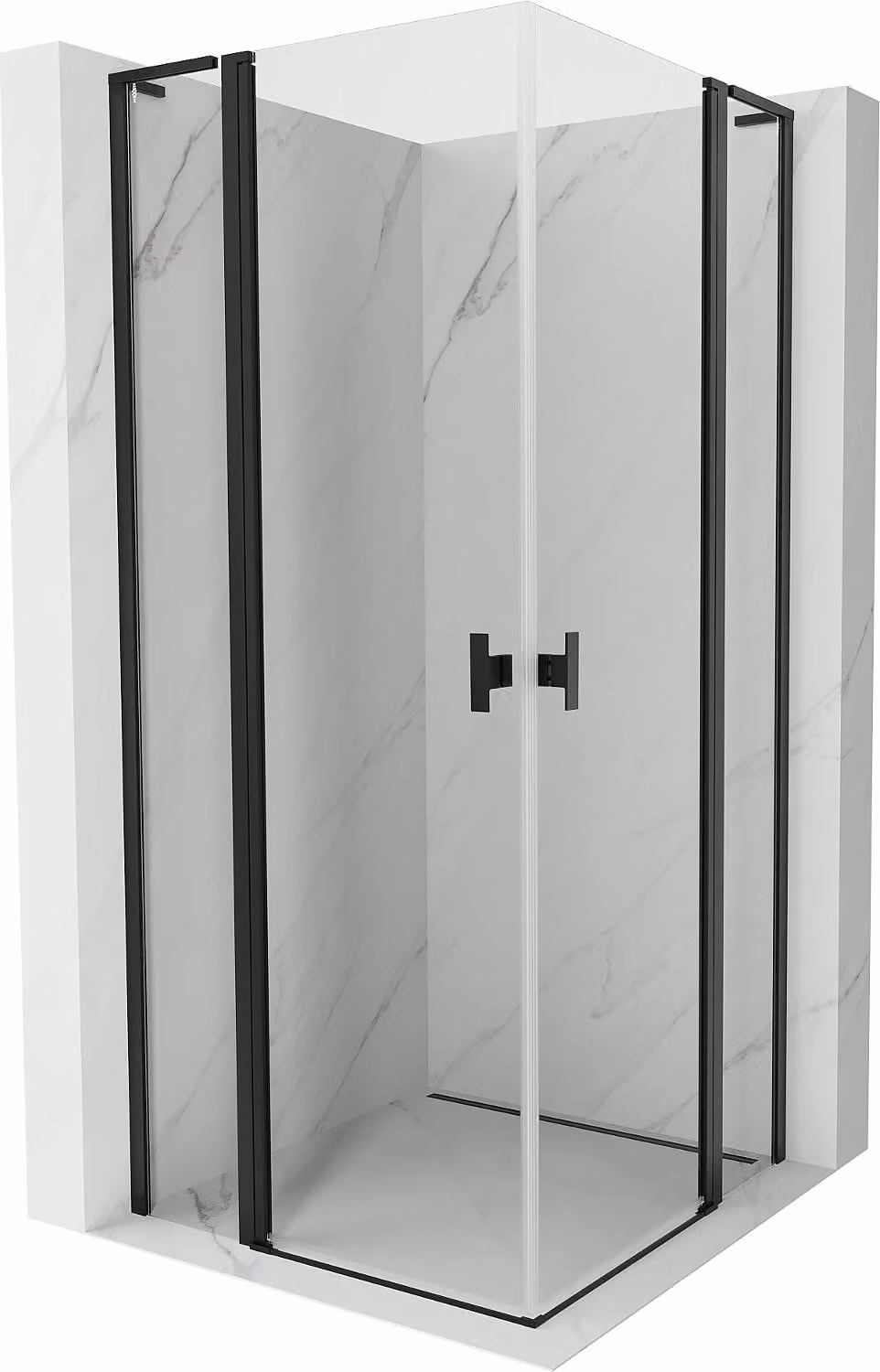 Mexen Mist L Duo cabina doccia a battente 110 x 110 cm, trasparente, nera - 8A4L-110-110-70-00
