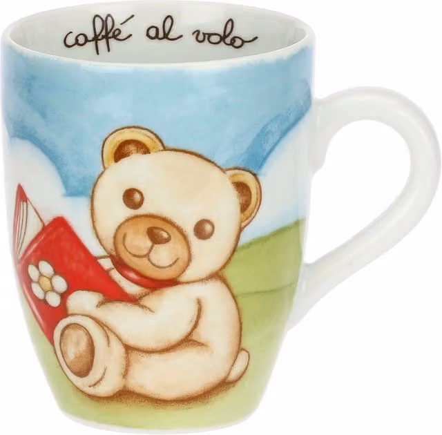 Mug Thun in porcellana con Teddy, bianco e verde