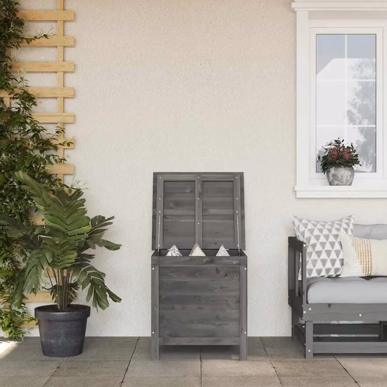 Contenitore da giardino vidaXL in legno di abete massello, colore antracite, L/P/H: 50 x 49 x 56,5 cm