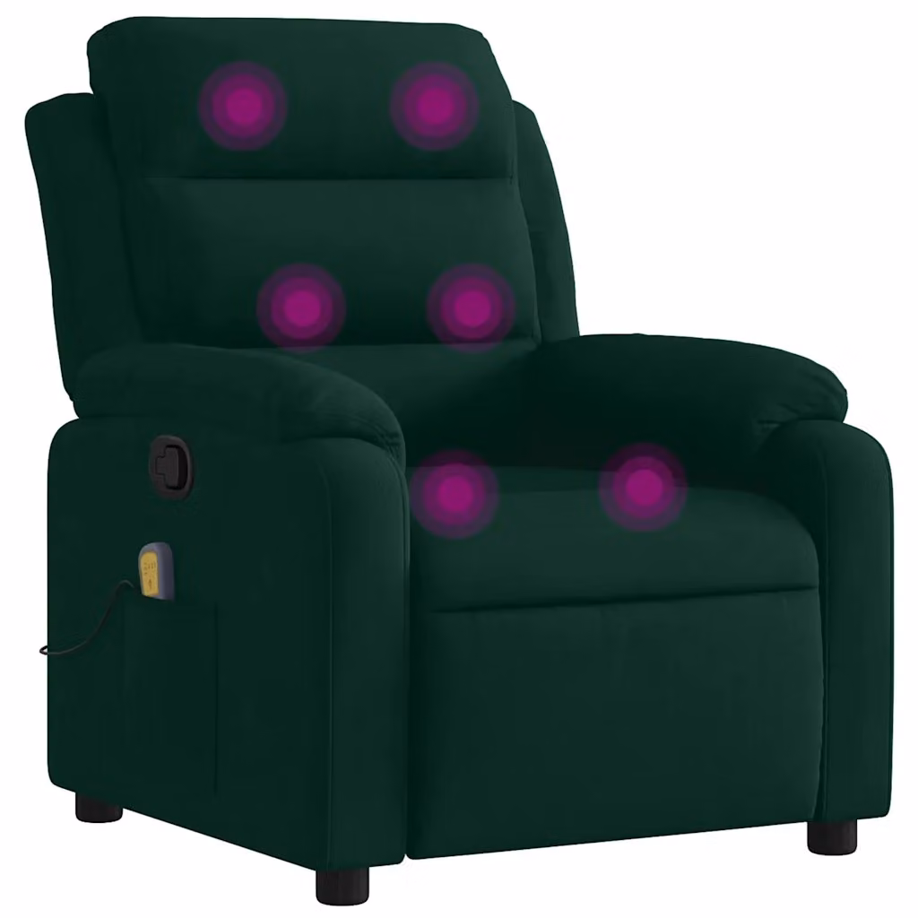 Poltrona Relax Reclinabile vidaXL in Velluto Verde con Braccioli e Struttura in Legno e Metallo – 2