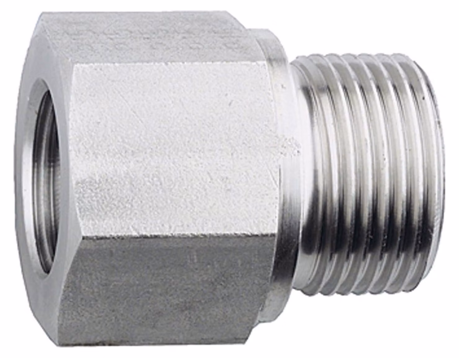 Riduttore lungo Riegler, G 3/4 a., G 1/2 i., acciaio inox 1.4571