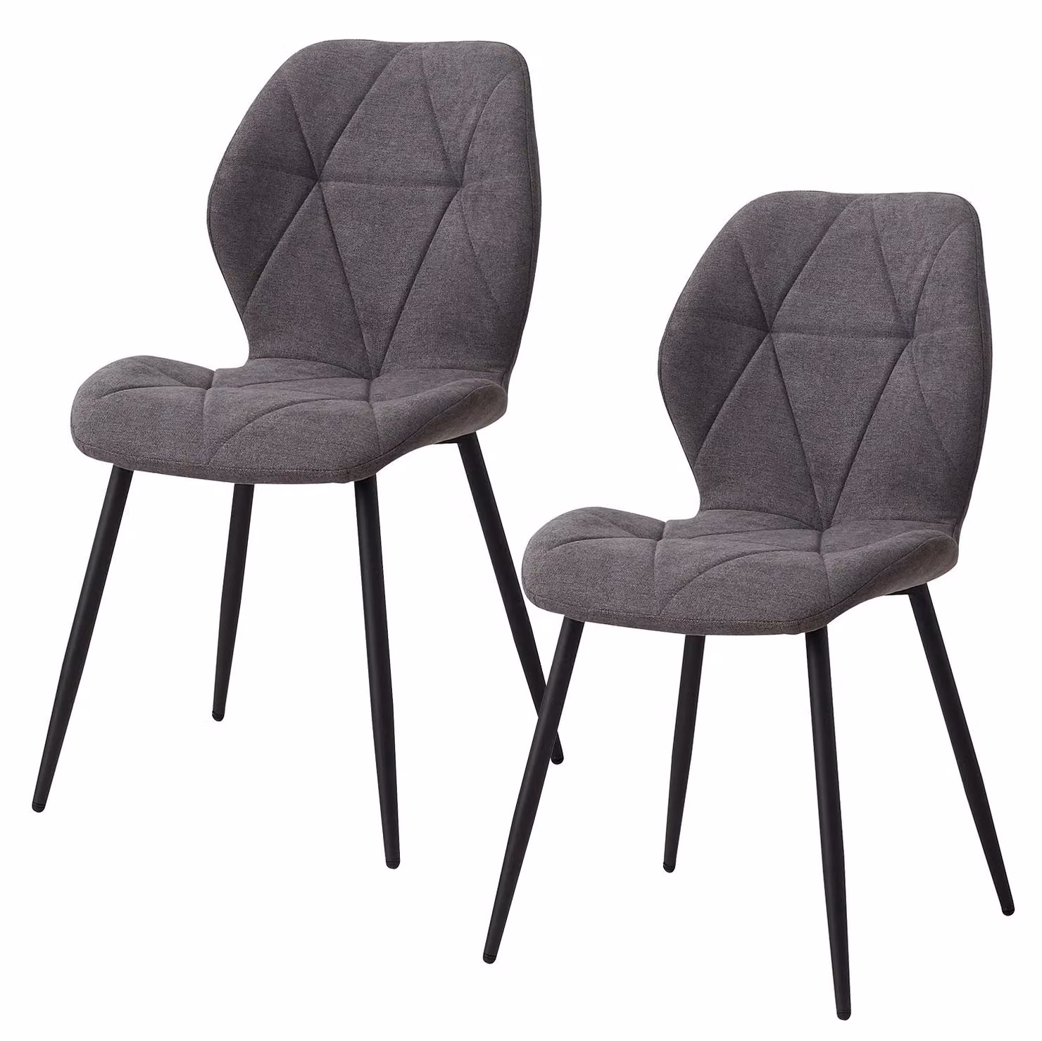 Sedie da pranzo, set da 2 - Design moderno e minimalista - Struttura in metallo - Senza braccioli - Non girevoli - Da montare autonomamente - Grigio scuro