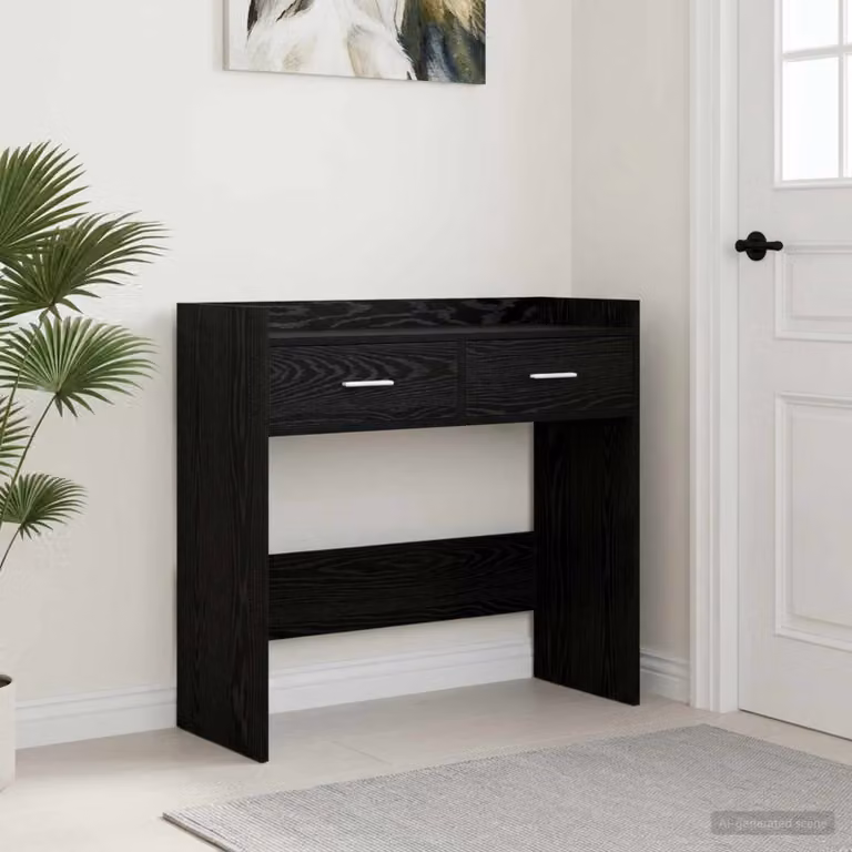 vidaXL Tavolo consolle moderno in MDF nero L: 90 cm, P: 35 cm, H: 80 cm