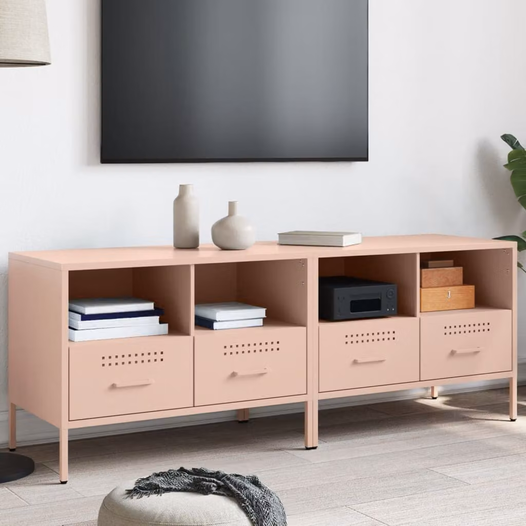 Set di 2 mobili TV vidaXL in stile industriale in metallo rosa L: 68 cm, P: 39 cm, H: 50,5 cm – 1