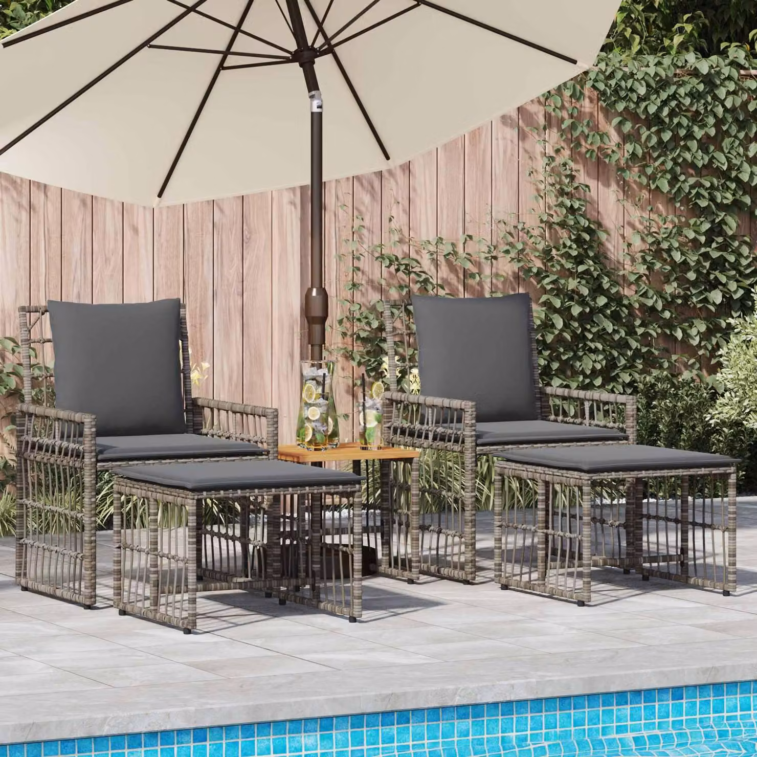 Maison Exclusive - Set di mobili da giardino, 5 pezzi, nero e grigio scuro