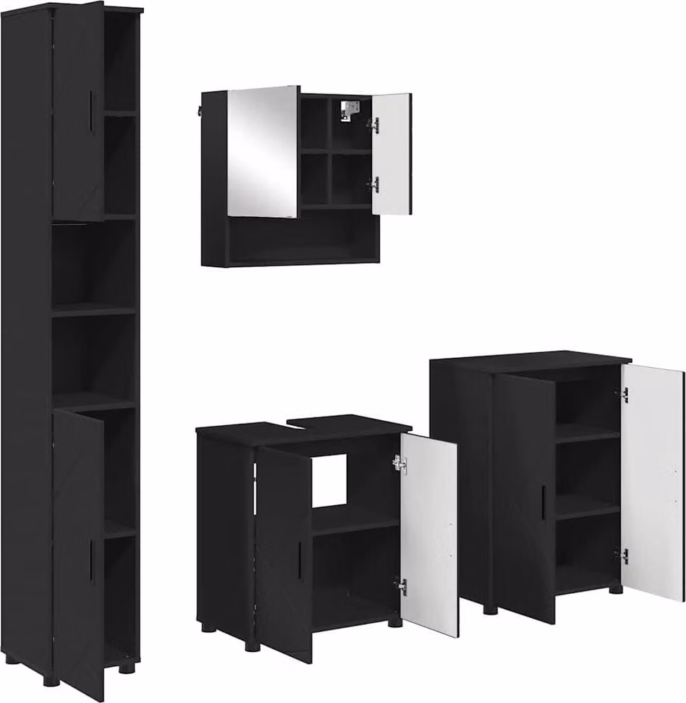 SYFAX™ Set di mobili per il bagno Montaggio a parete 4 pcs Nero