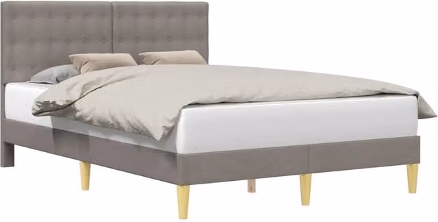 Letto matrimoniale DESIGN IN in tessuto beige o grigio con testiera e struttura in legno, L/P: 120 x 200 cm – 1