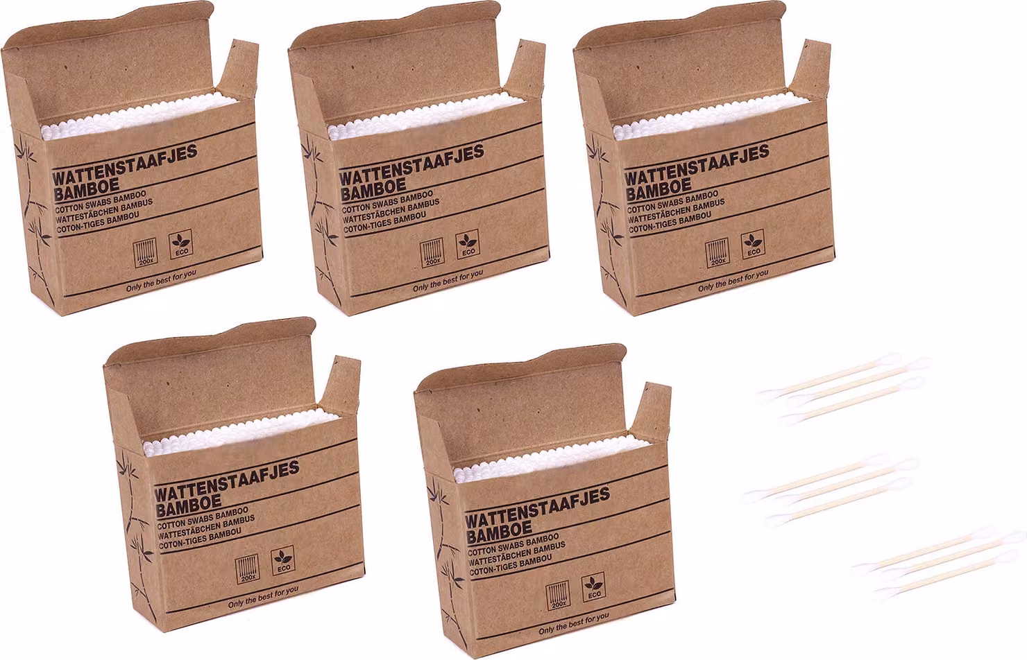 Set di 1000 bastoncini di bambù (lunghezza 7,5 cm) in scatole di cartone