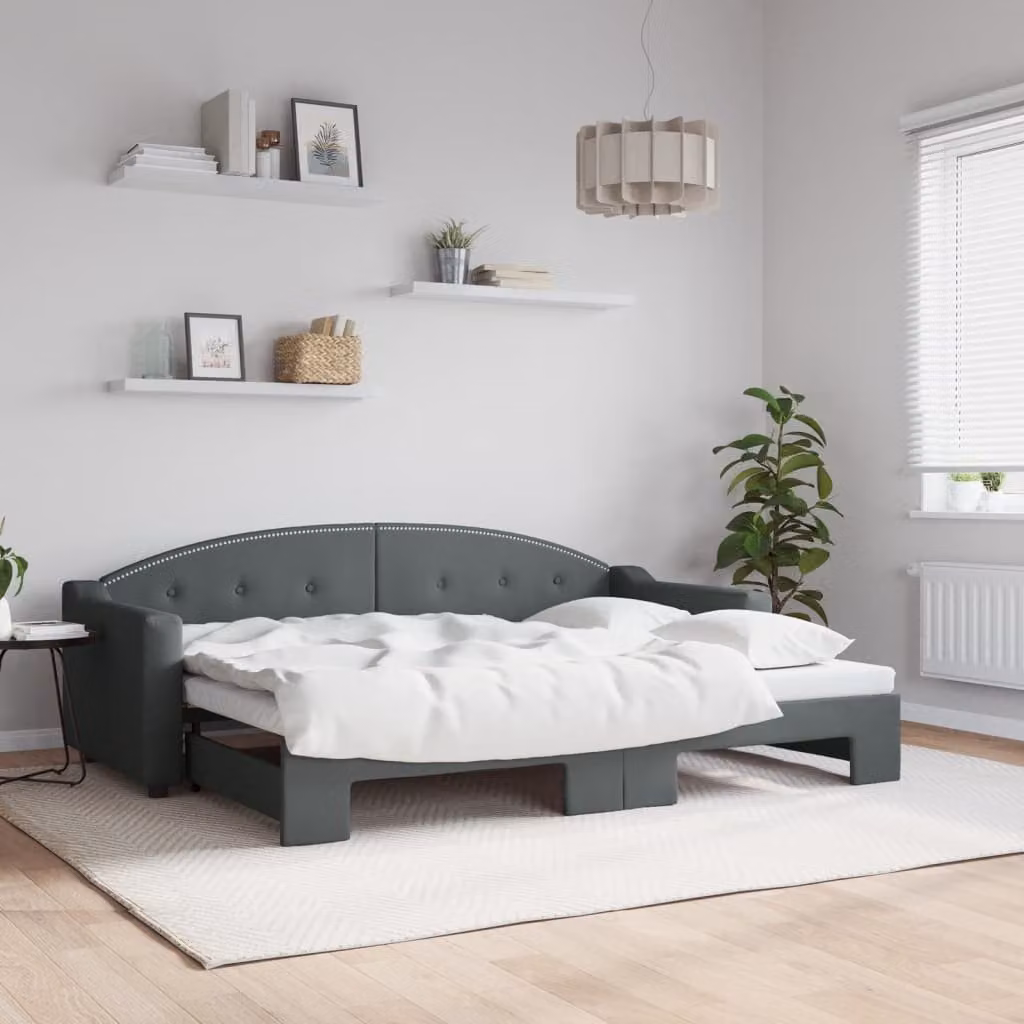 vidaXL Divano Letto con Letto Estraibile Grigio Scuro in Tessuto