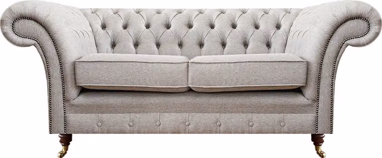 Polstermöbel Grau Zweisitzer Sofa Couch Wohnzimmer Chesterfield