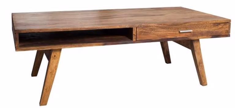Tavolino di design in legno massello di Casa Padrino naturale 120 x H. 40 cm - Tavolo da salotto Salon