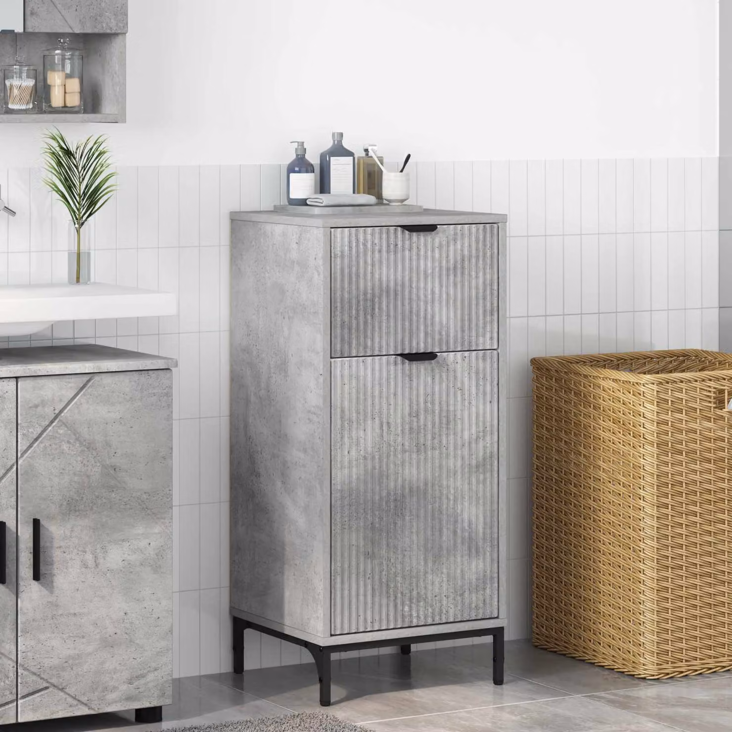 Mobile da bagno vidaXL con ante a battente, grigio e nero, L: 39,5 cm, P: 36 cm, H: 88 cm