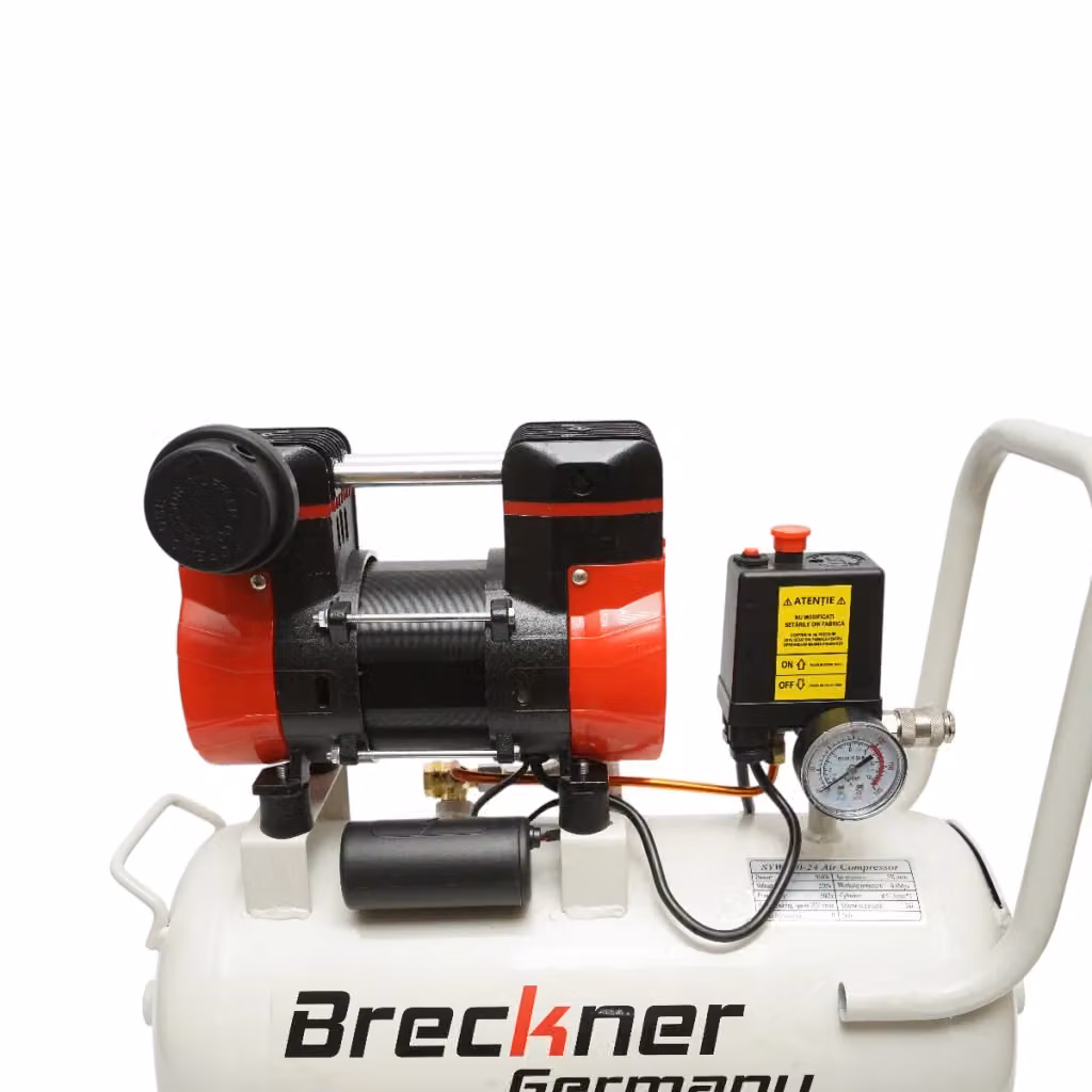 Compressore d'aria Breckner Germany da 24 litri con motore a 2 cilindri da 1 kW/1,3 CV, pressione massima 8 bar e aspirazione aria 130 l/min – 2