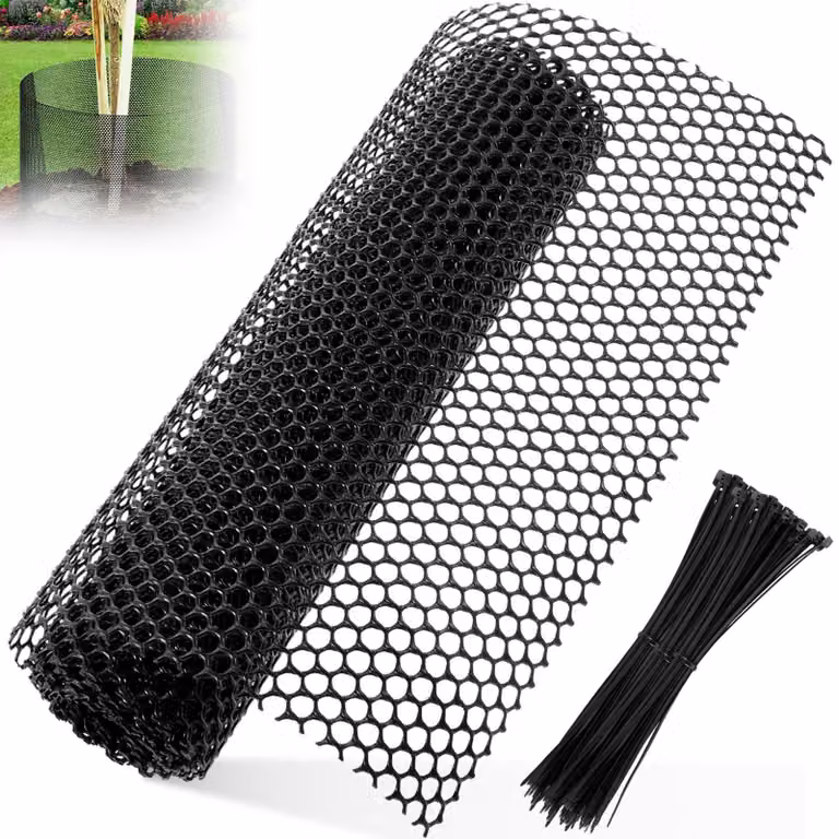 Recinzione per giardino in plastica nera con cinghie a zip, 40 cm x 6 m