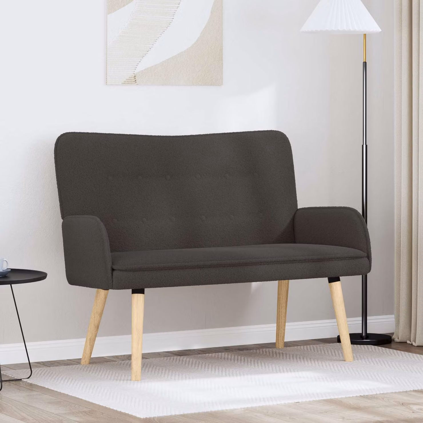 vidaXL Divano a 2 Posti Moderno in Tessuto Bouclé Grigio L: 115 cm, P: 61 cm, H: 87 cm