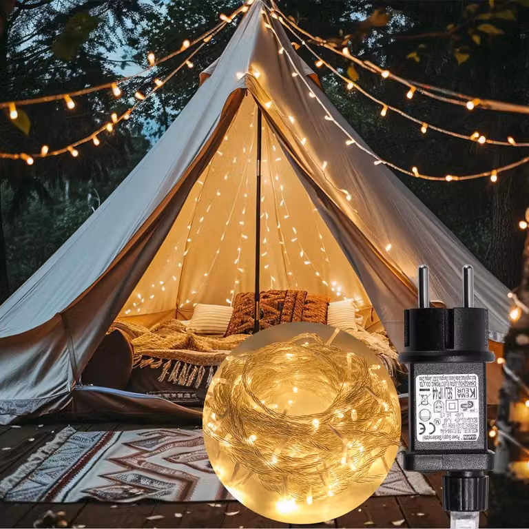 Catena luminosa LED Ikodm, 200 metri, 1000 LED, luce bianco caldo, 8 modalità di illuminazione, funzione di memoria, cavo di alimentazione da 5 metri, ideale per Natale, giardino, balcone, decorazioni